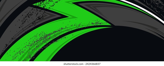 Calcomanía de coche deportivo abstracto verde negro estilo geométrico, fondo de pancarta ancho.