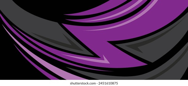 Sport car decal abstract purple black geometric style, wide banner background