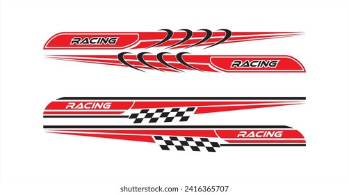 Sport car decal stripes,cut stickers. Car tuning stickers, speed racing stripes. Green markings for transport. Isolated on white background