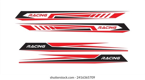 Sport car decal stripes,cut stickers. Car tuning stickers, speed racing stripes. Green markings for transport. Isolated on white background