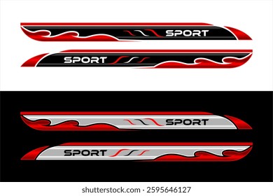 sport car decal stripes,cut stickers. car tuning stickers, speed racing stripes. isolated on black background