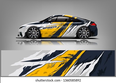 Sport Car decal wrap design vector. Graphic abstract stripe racing background kit designs for vehicle, race car, rally, adventure and livery. eps 10 ready  - Vector dekal