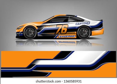 Sport Car decal wrap design vector. Graphic abstract stripe racing background kit designs for vehicle, race car, rally, adventure and livery. eps 10 ready  - Vector dekal