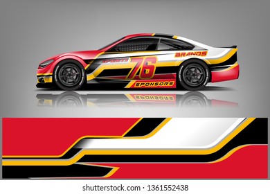 Sport Car decal wrap design vector. Graphic abstract stripe racing background kit designs for vehicle, race car, rally, adventure and livery. eps 10 ready  - Vector dekal