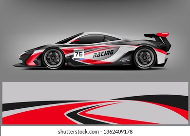 Sport Car decal wrap design vector. Graphic abstract stripe racing background kit designs for vehicle, race car, rally, adventure and livery. eps 10 ready  - Vector