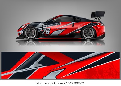 Sport Car decal wrap design vector. Graphic abstract stripe racing background kit designs for vehicle, race car, rally, adventure and livery - Vector dekal