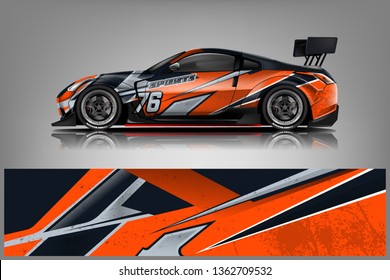 Sport Car decal wrap design vector. Graphic abstract stripe racing background kit designs for vehicle, race car, rally, adventure and livery - Vector dekal