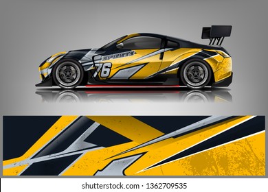 Sport Car decal wrap design vector. Graphic abstract stripe racing background kit designs for vehicle, race car, rally, adventure and livery - Vector dekal