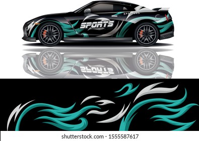 Sport Car decal wrap design vector. Graphic abstract stripe racing background kit designs for vehicle, race car, rally, adventure and livery - Vector eps 10