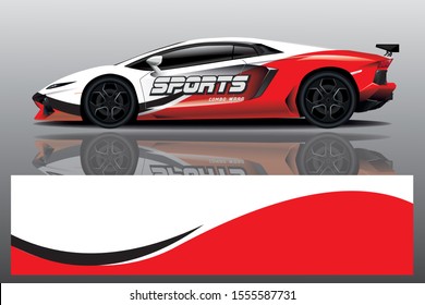Sport Car decal wrap design vector. Graphic abstract stripe racing background kit designs for vehicle, race car, rally, adventure and livery - Vector eps 10
