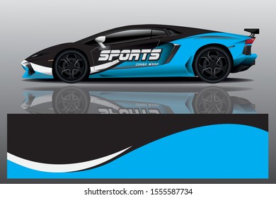 Sport Car decal wrap design vector. Graphic abstract stripe racing background kit designs for vehicle, race car, rally, adventure and livery - Vector eps 10