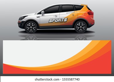 Sport Car decal wrap design vector. Graphic abstract stripe racing background kit designs for vehicle, race car, rally, adventure and livery - Vector eps 10