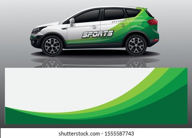 Sport Car decal wrap design vector. Graphic abstract stripe racing background kit designs for vehicle, race car, rally, adventure and livery - Vector eps 10