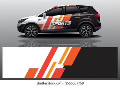 Sport Car decal wrap design vector. Graphic abstract stripe racing background kit designs for vehicle, race car, rally, adventure and livery - Vector eps 10