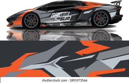 sport car decal wrap design vector