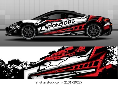 Sport car decal wrap design vector. Design of car stickers. Abstract sport background for racing livery or daily use car vinyl decal. 
