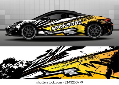 Sport car decal wrap design vector. Design of car stickers. Abstract sport background for racing livery or daily use car vinyl decal. 