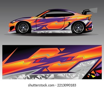 Sport Car decal wrap design vector. Graphic abstract stripe racing background kit designs for vehicle, race car, rally, adventure and livery