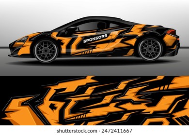 Sport car decal wrap design vector. Design of car stickers. Abstract sport background for racing livery or daily use car vinyl decal. Car design development for the company. 