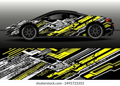 Sport car decal wrap design vector. Design of car stickers. Abstract sport background for racing livery or daily use car vinyl decal. Car design development for the company. 
