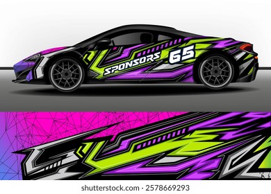 Sport car decal wrap design vector. Design of car stickers. Abstract sport background for racing livery or daily use car vinyl decal. Car design development for the company. 
