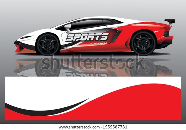 Sport Car decal wrap design\
vector. Graphic abstract stripe racing background kit designs for\
vehicle, race car, rally, adventure and livery - Vector eps\
10
