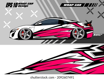 Sport car decal wrap illustration Premium Vector pink