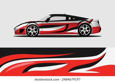 Sport car decal wrap vehicle sticker design isolated