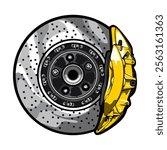 SPORT CAR DISC BRAKE ILLUSTRATOR VECTOR DESIGN