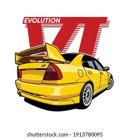 Sport car evolution yellow.Premium Vector