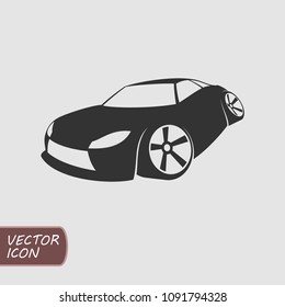 Sport car flat icon. Hand drown simple vector illustration.