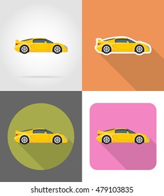 sport car flat icons vector illustration isolated on background