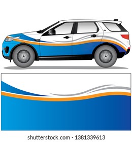 Sport car graphic vector. simple curved shape with abstract background design for vehicle vinyl wrap - Vector