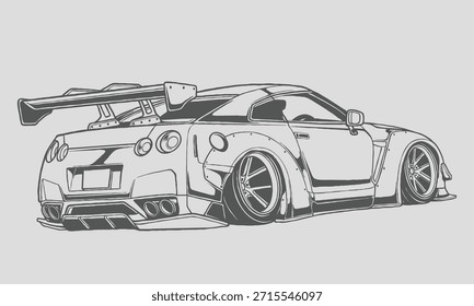 Coche deportivo dibujado a mano Ilustración vectorial