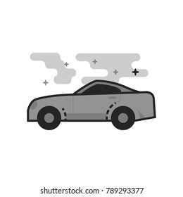 Sport car icon in flat outlined grayscale style. Vector illustration.