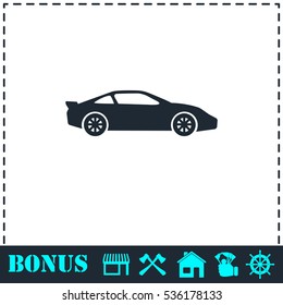Sport car icon flat. Simple vector symbol and bonus icon