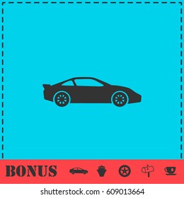 Sport car icon flat. Simple vector symbol and bonus icon