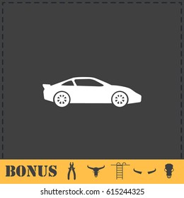 Sport car icon flat. Simple vector symbol and bonus icon