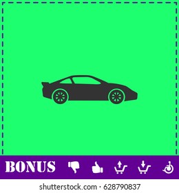Sport car icon flat. Simple vector symbol and bonus icon