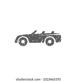Sport car icon in grunge texture. Vintage style vector illustration.