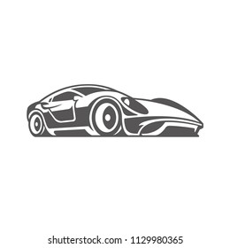 Sport car icon isolated on white background vector illustration. Car garage vector graphic silhouette.