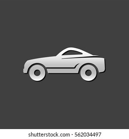 Sport car icon in metallic grey color style.Luxury speed coupe