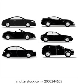 Sport Car icon set in black