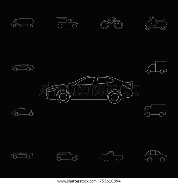 sport car icon. Set of car icons. Web Icons\
Premium quality graphic design. Signs, outline symbols collection,\
simple icons for websites, web design, mobile app on black\
background