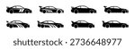  Sport car icon set. Racing car symbol collection.