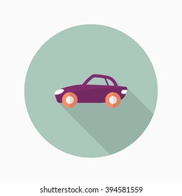 Sport car icon, Vector flat long shadow design. Transport concept.