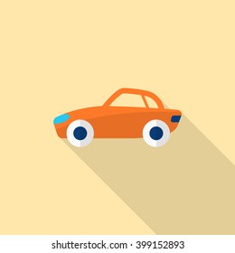 Sport car icon, Vector flat long shadow design. Transport concept.