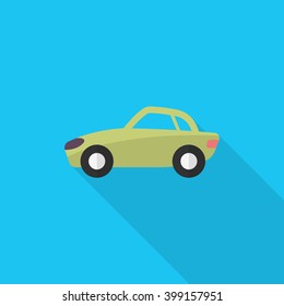 Sport car icon, Vector flat long shadow design. Transport concept.