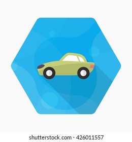 Sport car icon, Vector flat long shadow design. Transport concept.