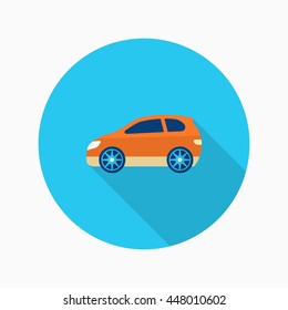 Sport car icon, Vector flat long shadow design. Racing concept.